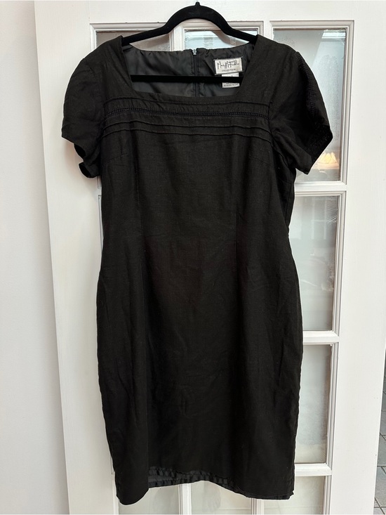 Mary McFadden Dresses & Skirts - Vintage Mary McFadden Chic Black Gothic Career Midi Linen Dress Size 12 Large